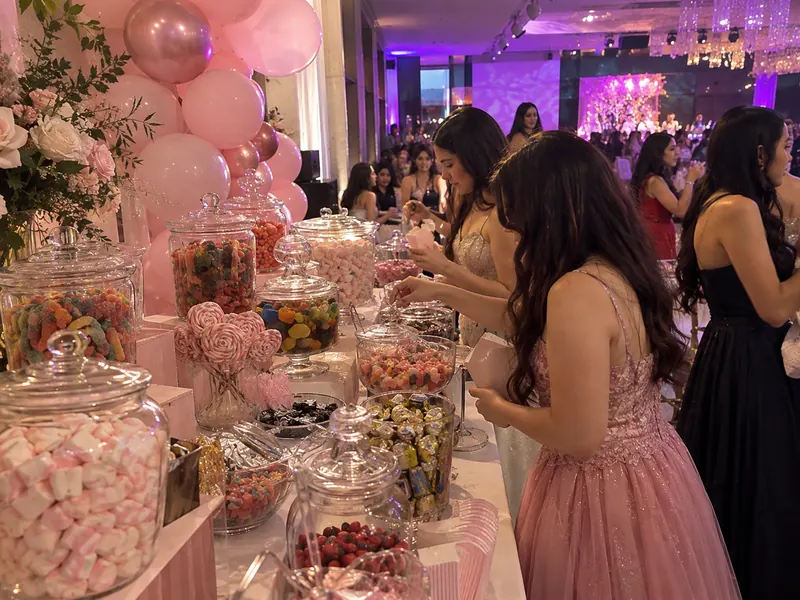 Candy Bar en estaciones para quinceañeras