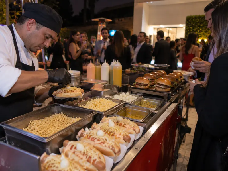 Perros & Hamburguesas en estaciones para cumpleaños