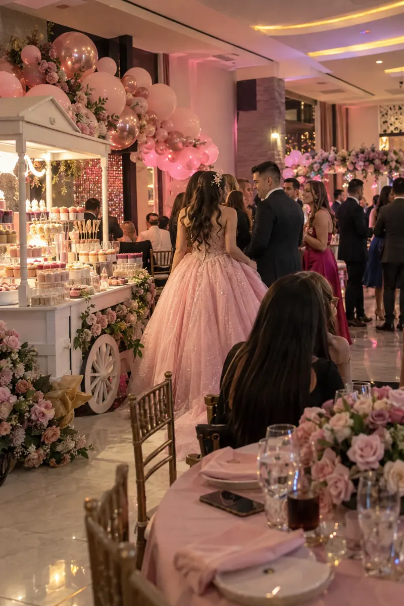 Estación de dorilocos en una fiesta de quince en Bogotá
