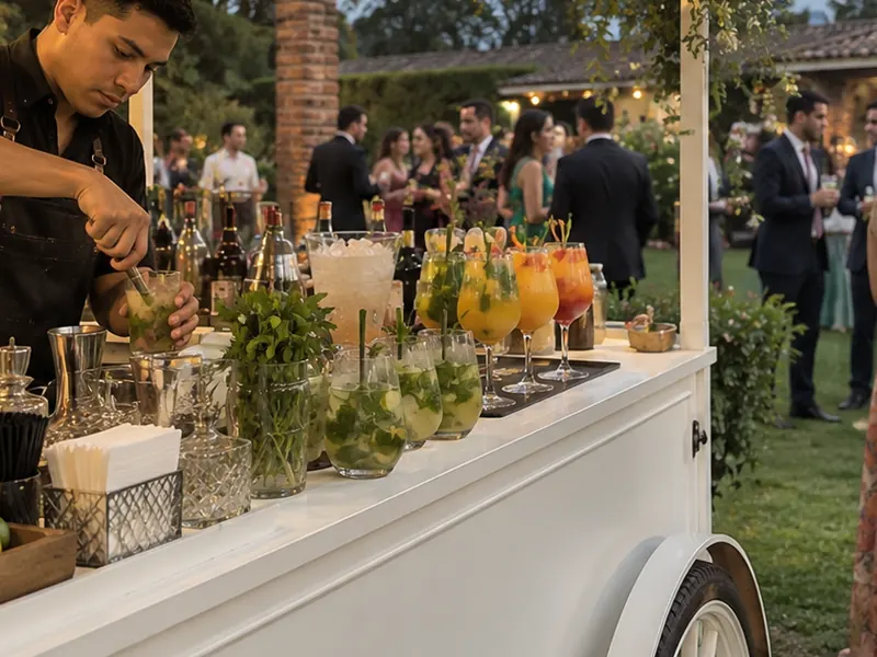 Bar móvil de cócteles para eventos servida en un evento en Bogotá